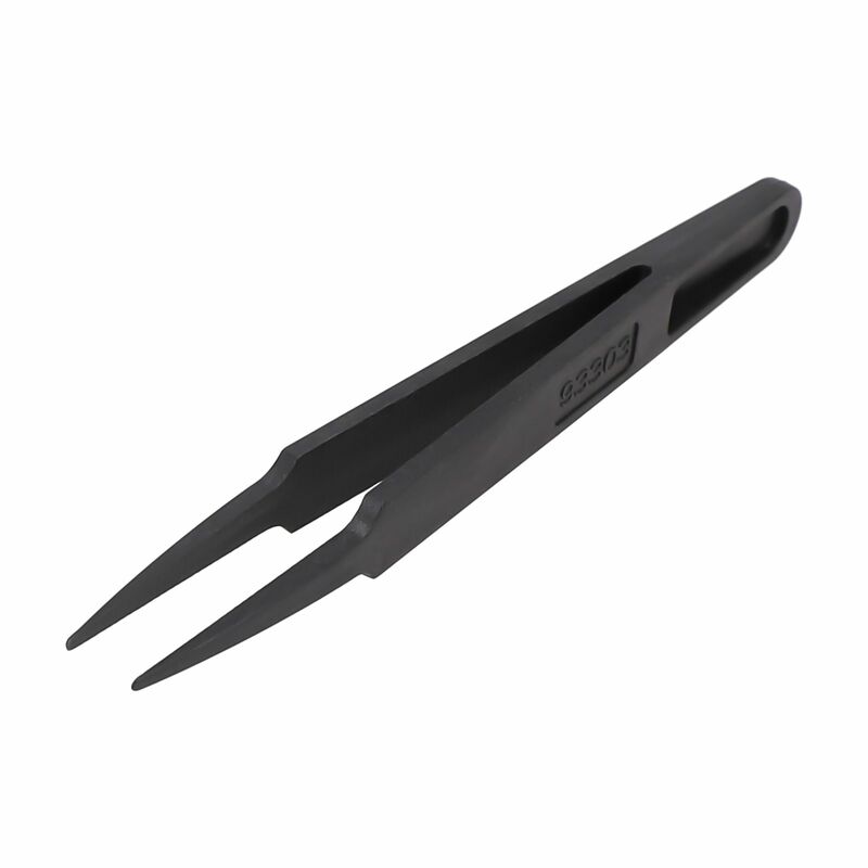 Penjepit plastik Anti statis lengkungan lurus hitam portabel alat perbaikan tahan panas 120mm pinset industri