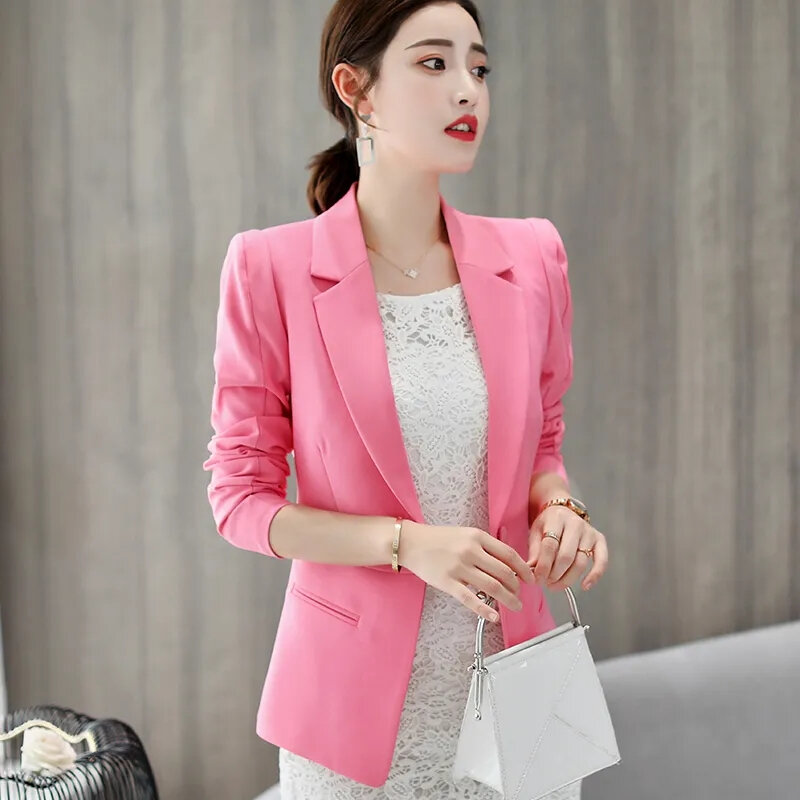 여성 패션 라펠 슬림 재킷, 한국 캐주얼 시크하고 우아한 숙녀 아우터, 2024 용수철 여름 블레이저 코트