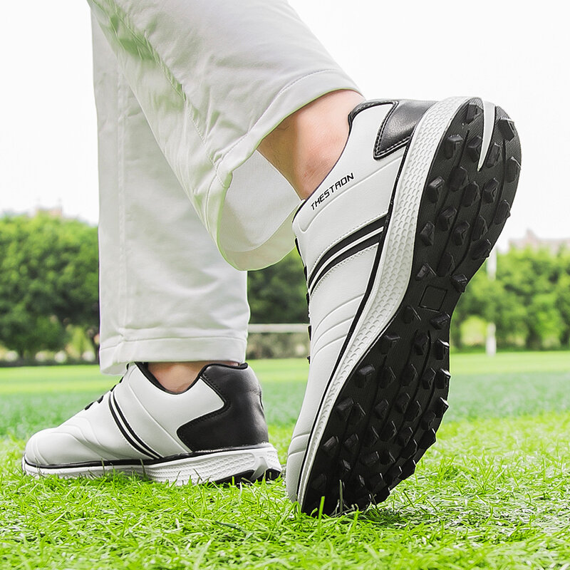 Sepatu Golf profesional pria, sepatu Golf Fitness luar ruangan nyaman Anti Slip santai berjalan ukuran 39-47