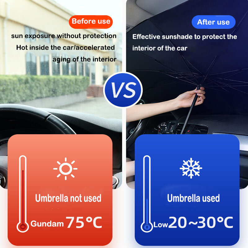 Car Front Window Sun Shade Protector, Auto Parasol, Sombrinha Covers, Pára-brisas Interior, Acessórios de Proteção