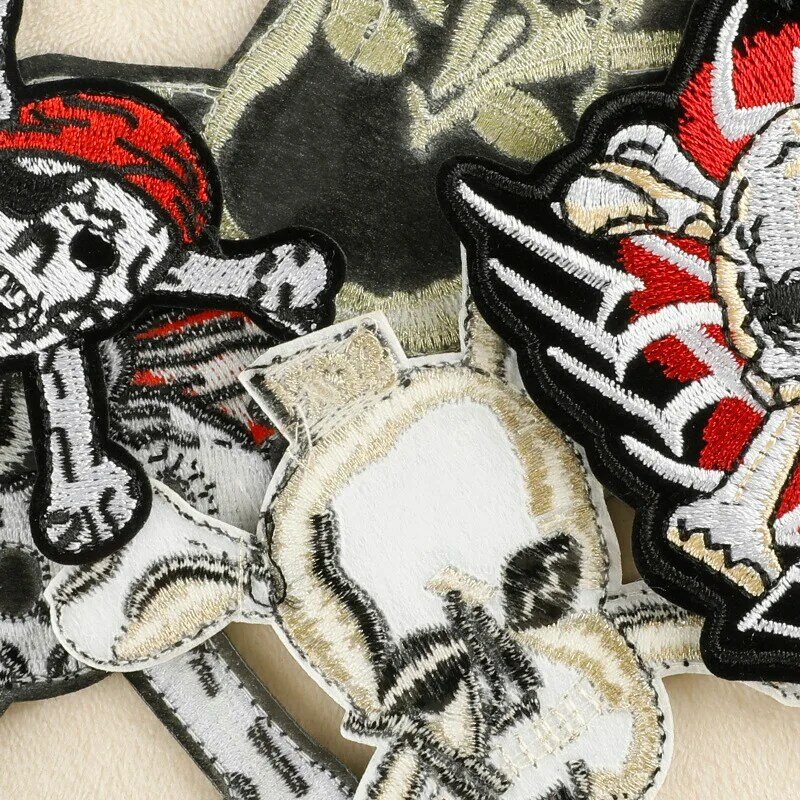 Hot Skull Ghost Head Stoff Abzeichen Label Stickerei Patch handgemachte DIY Emblem Aufkleber für Kleidung Hosen Hut Schuhe Taschen Jean