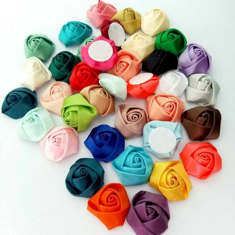 15Pcs/lot 35-40mm Handmade DIA Fabric Satin Rose Flowers Artificial Flower DIY For Bridal Bridesmaid Wedding Bouquet Accessoires