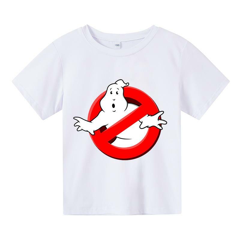 T-shirt d'été à manches courtes pour garçons et filles, en coton, imprimé de dessin animé amusant, jeu Ghostbusters, 4-14t