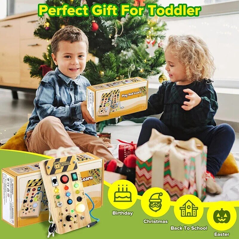 Juguetes de tablero ocupado para niños pequeños con interruptor de luz, juguete de actividad, regalo de Navidad y cumpleaños