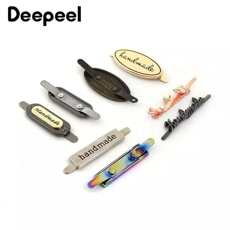10Pcs Deepeel 35/40mm Handmade Metal Bag Label Handcraft Decorative Tags for Purse Buckles DIY Hardware Sewing Bags Accessories