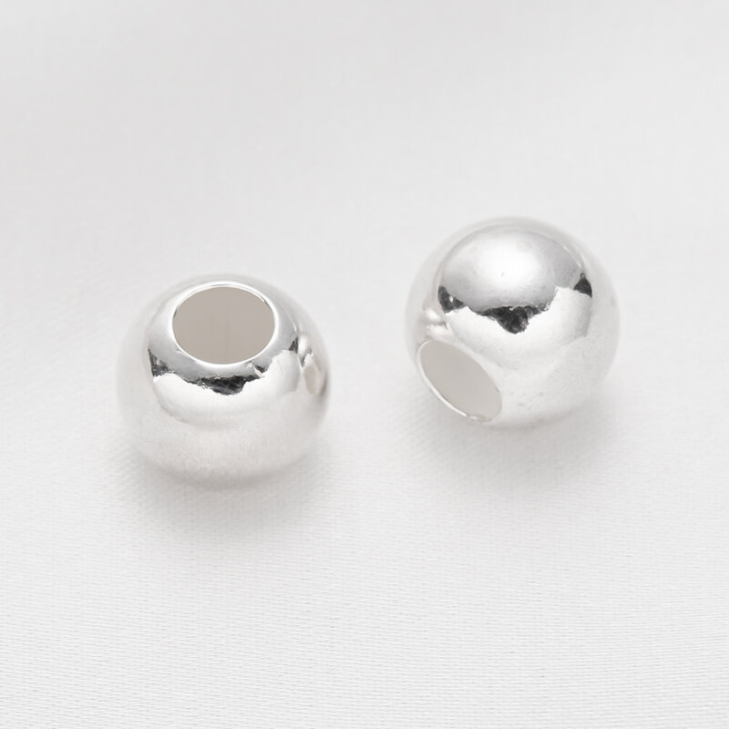 925 Sterling Silver 2-10mm bola bulat Spacer manik longgar untuk DIY gelang kalung Aksesori pembuatan perhiasan perlengkapan kerajinan pesona