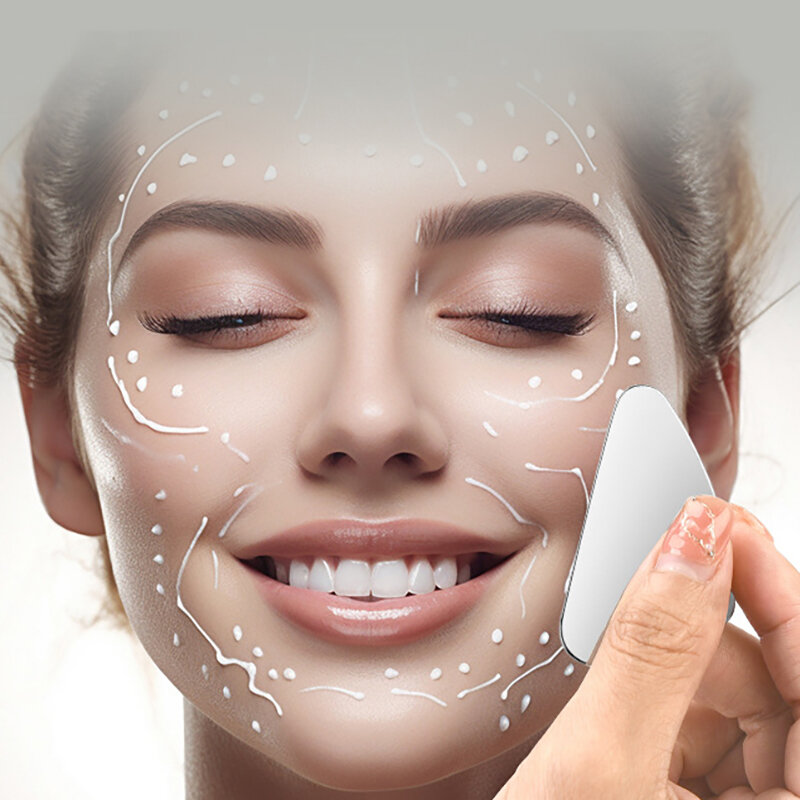 1pc Stainless Steel Gua Sha Scraper Massager For Face Neck Body Guasha Massage Tool Facial Skin Care Guasha Board Face Massager