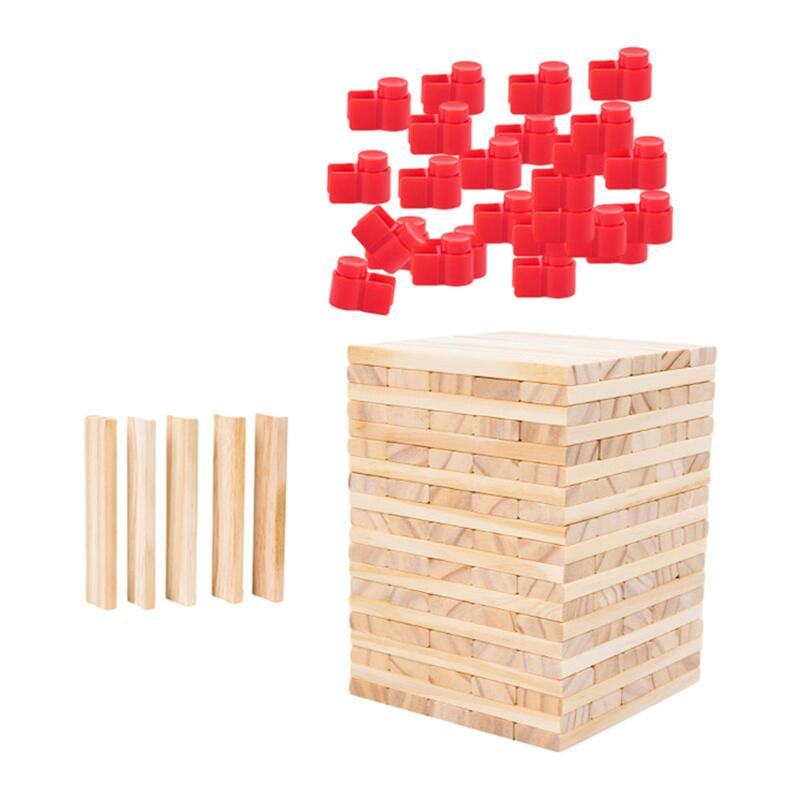 100Pcs Wooden Stacking Games Puzzles Preschool Learning Montessori Toys Tumbling Block for Festival Holiday Preschool Adults