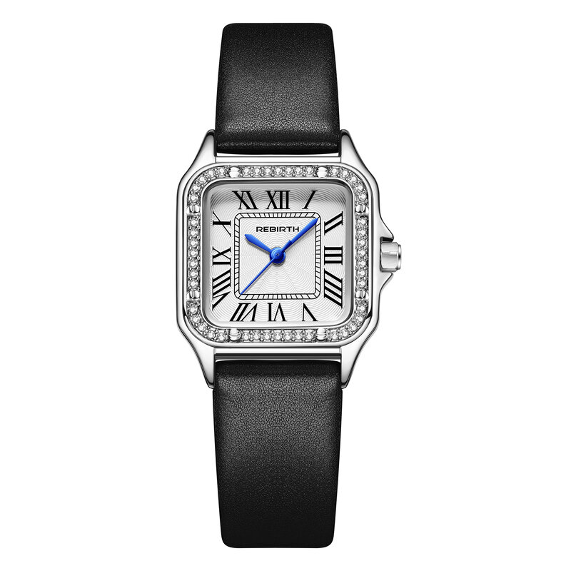 ساعة يد نسائية كوارتز من الجلد بعلامة تجارية بسيطة وترفيهية من العلامة التجارية ذات علامة تجارية جديدة وشريط لاصق رائع هدية من الألماس