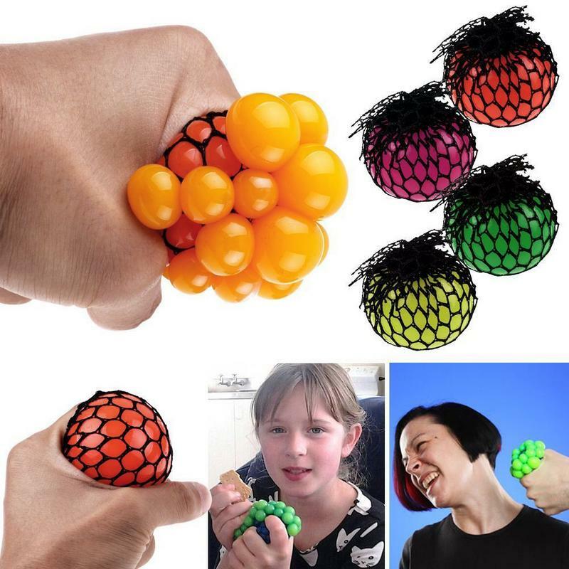 Practical Novelty Anti Stress Face Reliever Grape Ball Autism Mood Squeeze Relief Toy Extruded Discoloration Creative Xmas Gift