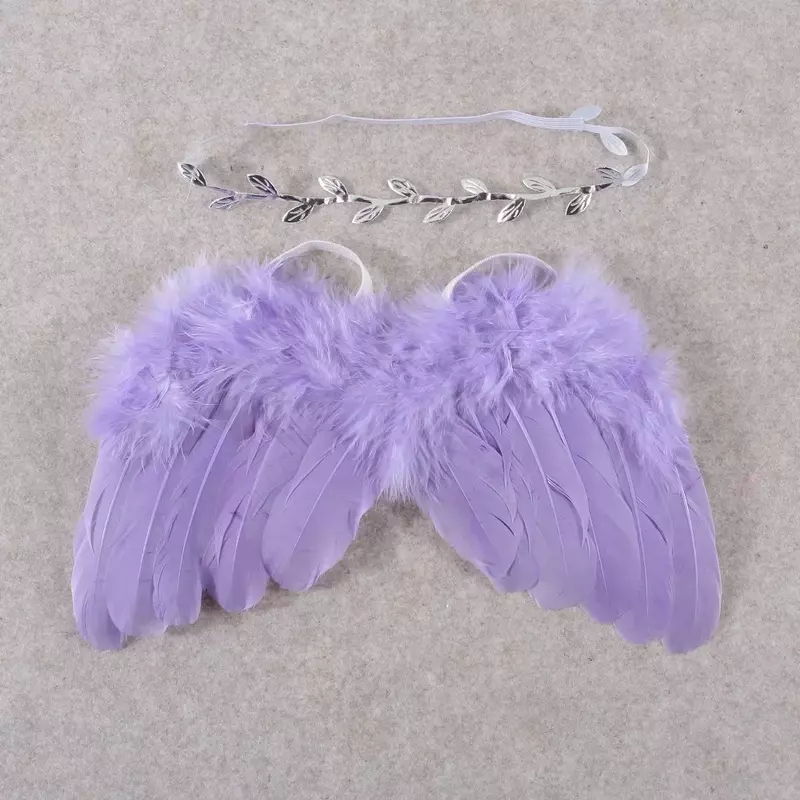 Fashion 2 pz/set Feather Angel Wing con fascia a foglia Set per neonato bambino bambini souvenir puntelli fotografici accessori
