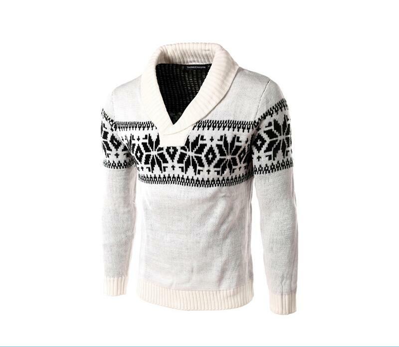 Suéter de Jacquard con cremallera para hombre, Chaqueta de manga larga con cuello simulado, estilo informal, para Navidad, otoño e invierno, novedad