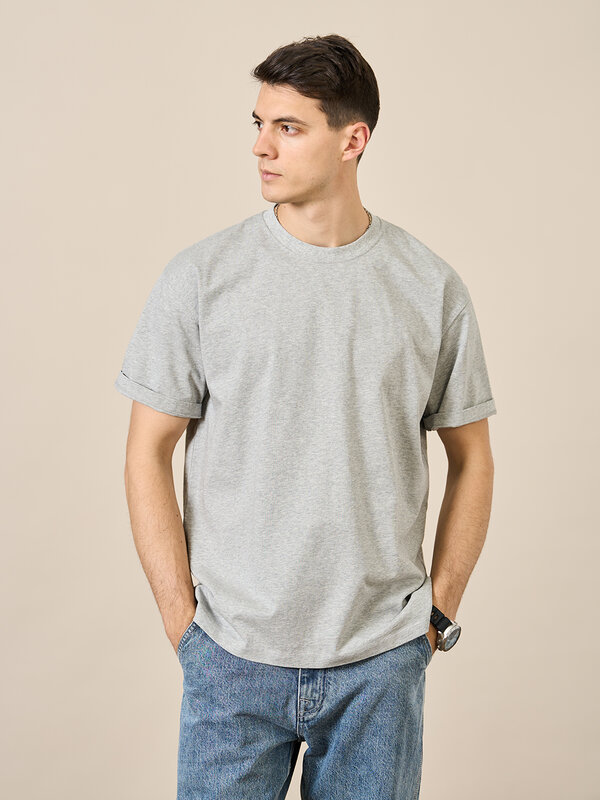 SIMWOOD-Camiseta 2024 de tela de algodón para hombre, camisa holgada de manga larga, de gran tamaño, Color sólido, 250g, novedad de verano, 100%