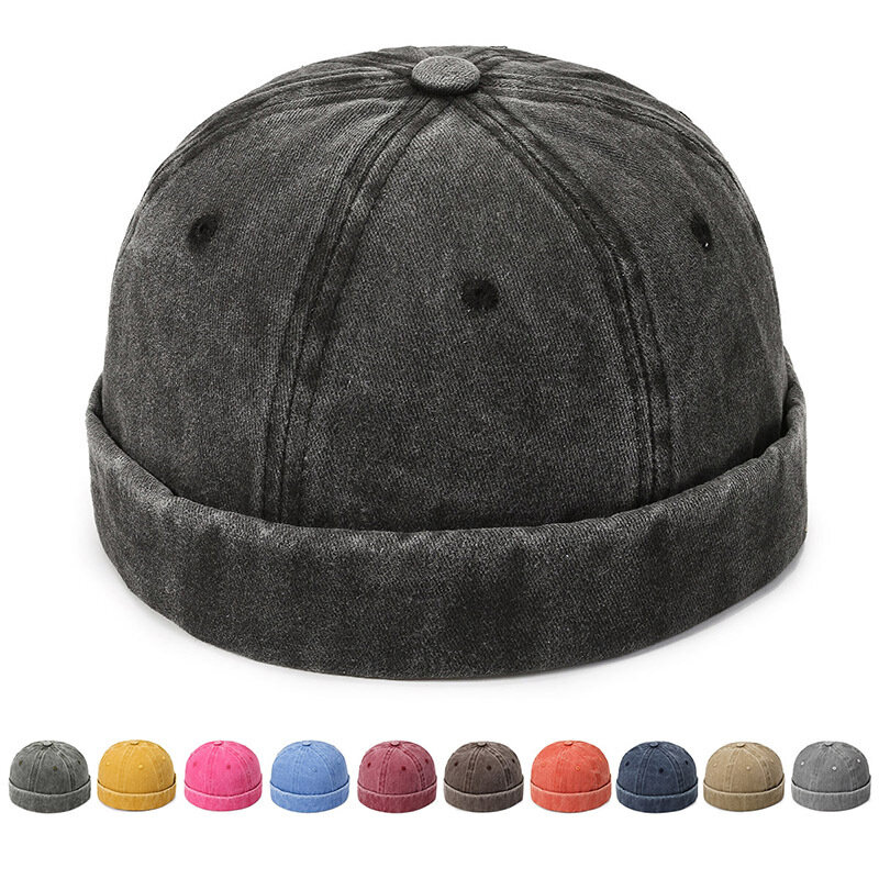 قبعة جمجمة بدون حشوة للجنسين قابلة للتعديل ، قبعة رجالية عتيقة ، قبعة صغيرة أحادية اللون ، قبعات هيب هوب ، موضة الشوارع ، الصيف