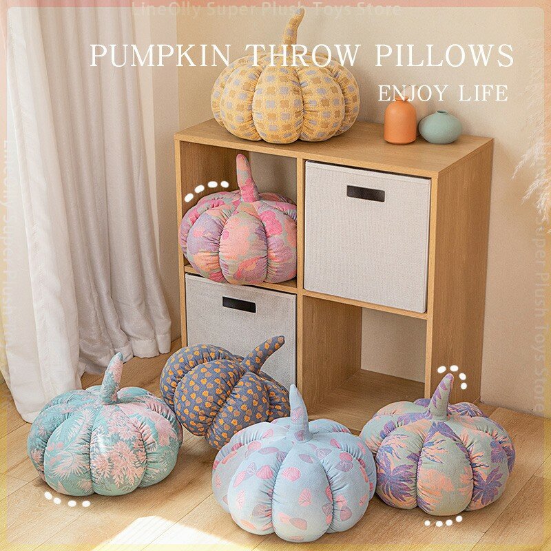 New Halloween Decor Colorful Pumpkin Plush Toys Soft Stuffed Plant Plushies Throw Pillow Sofa Chair Cushion for Girls Xmas Gifts