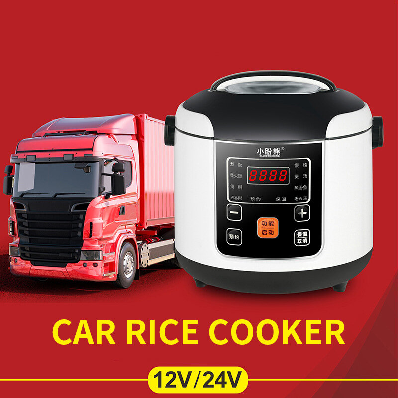 12v 24v carro mini fogão de arroz caminhão grande carro pequeno auto-condução carro panela de arroz lancheira refeição aquecedor de viagem acampamento mais quente 2l