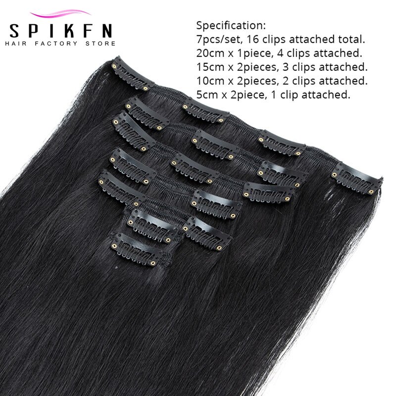 Clip In Hair Extensions Human Hair 14-24 Inche Brazilian Straight Natural Clip Ins Machine Remy Hair 7 Stks/set Voor Vol Hoofd