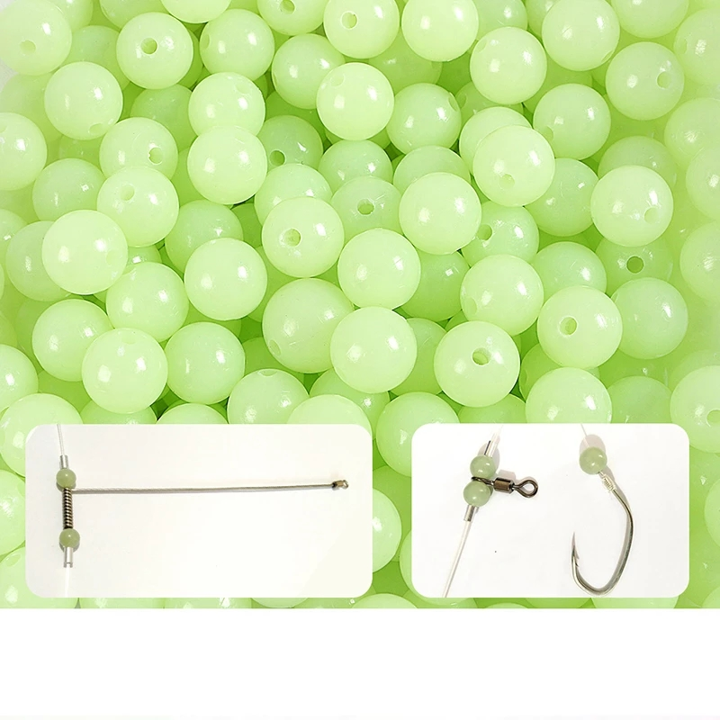 100pcs/Lot Luminous Beads 3mm-8mm Fishing Space Beans Round Float Balls Light Glowing for Outdoor Fishing Accessories Set