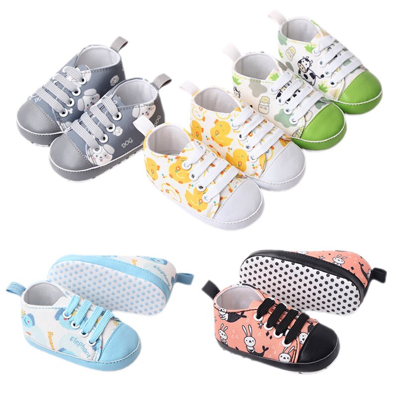 Zapatos planos antideslizantes para bebés, niñas y niños, zapatos de lona con dibujos de animales, informales y diarios