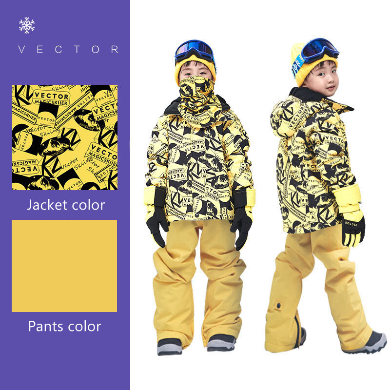 Chaquetas de esquí impermeables para niños, abrigos de traje de nieve para niños, chaquetas de esquí gruesas y cálidas para exteriores, pantalones de nieve para niños, Invierno