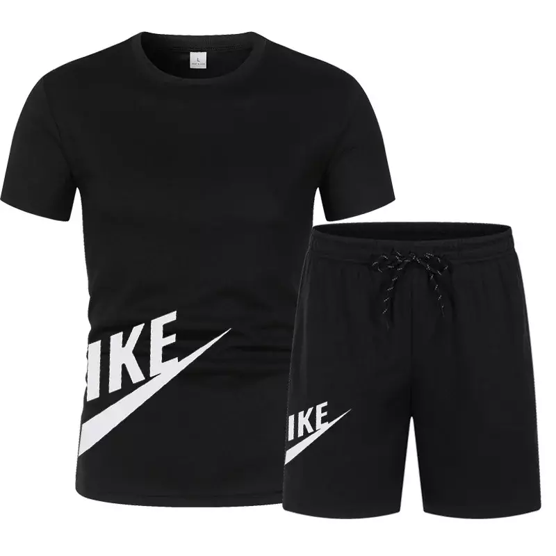 Fato de treino de jogging respirável masculino de 2 peças, camiseta casual e shorts, roupas de corrida, roupas esportivas de verão, marca