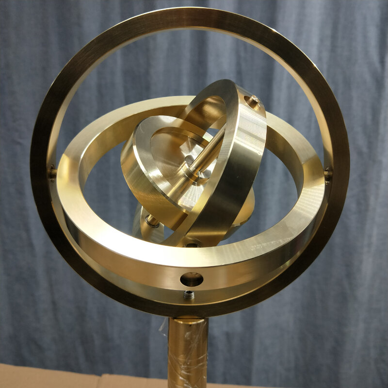 Latão giroscópio mecânico para estudante, design de tamanho grande, ciência e tecnologia, membrana angular, energia nuclear