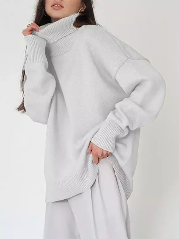 Suéter de cuello alto elegante para mujer, suéter grueso y cálido, Top informal, ropa interior suelta, Otoño e Invierno