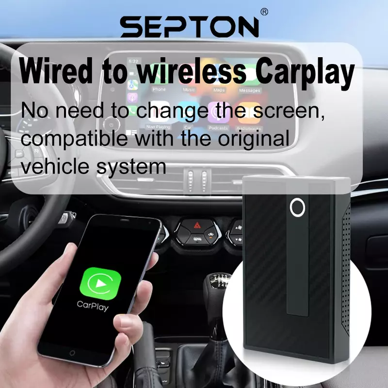 SPTON Carplay Smart Ai Box Wireless CarPlay Android Auto Adapter Wired To Wireless Car Accessories Supports for Netflix YouTube