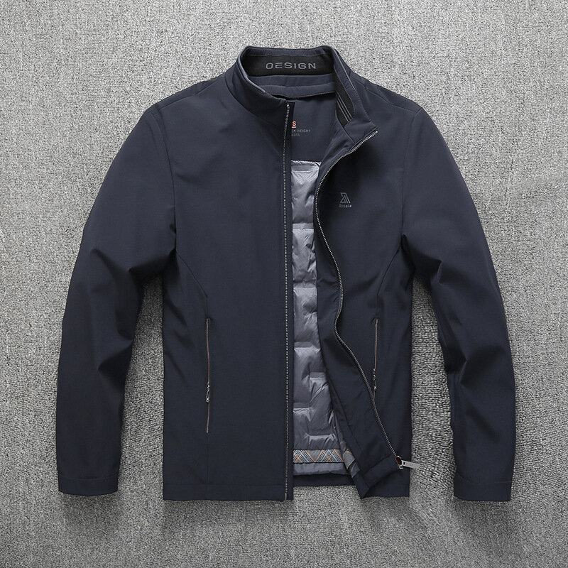 남성용 경량 다운 재킷, 스탠드 칼라 짧고 따뜻한 분리형 겨울 코트, 단색 스마트 캐주얼 두꺼운 재킷