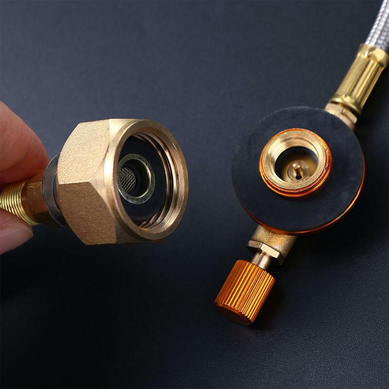Outdoor Camping Gas Stove Propane Refill AdapterLPG Flat Cylinder tank Coupler Container Adapter Save Durable Metal Tube