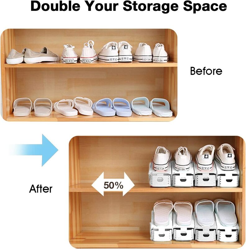 Zapatero de almacenamiento para el hogar, estante de ahorro de espacio, doble soporte de plástico integrado, Simple, ahorro de espacio