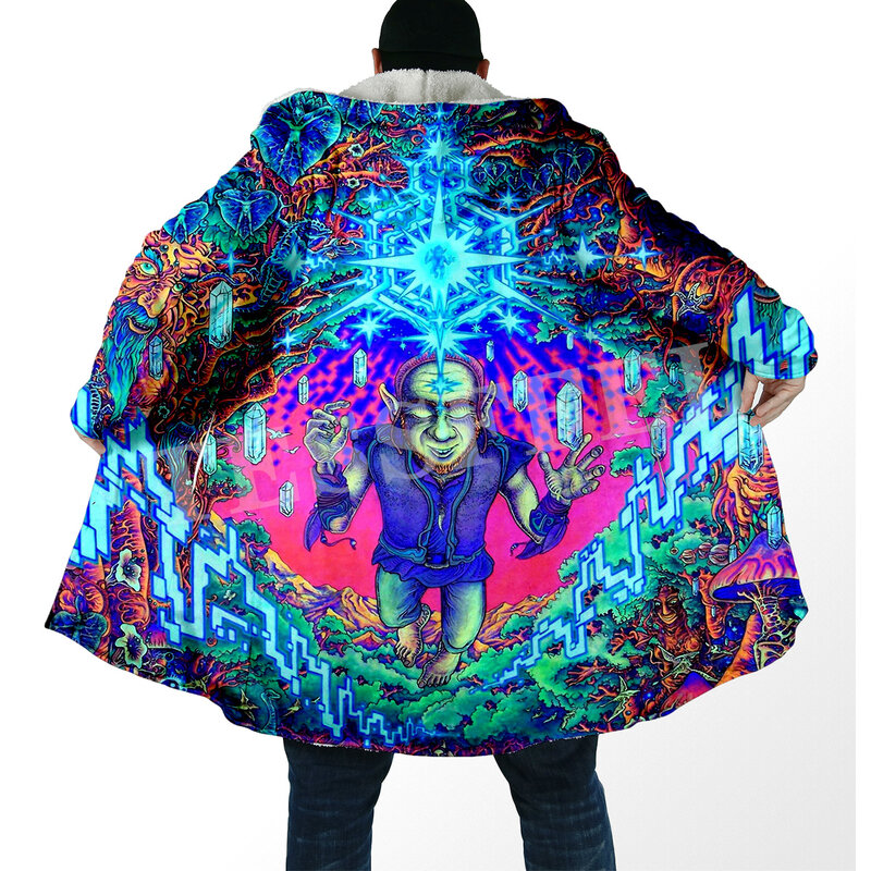 Sudadera con capucha informal de invierno para hombre Y mujer, abrigo de forro polar con estampado psicodélico Hippie 3D, diseño abstracto de setas, plantas Y hongos en el bosque