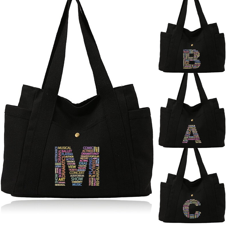 Nuova borsa a tracolla in tela da donna borse portaoggetti multifunzionali borsa serie di testo alla moda ed ecologica