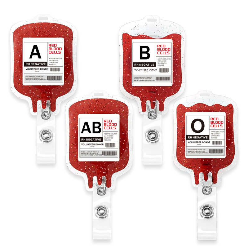 Klip rol lencana dapat ditarik bentuk tas tipe darah 1 buah untuk pemegang kartu bisnis akrilik pekerja medis rumah sakit dokter suster