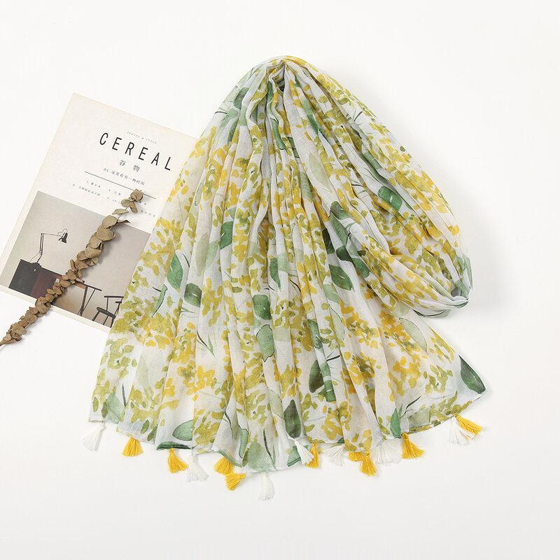 2022 nowy szalik od projektanta z nadrukiem pomponem miękkie bawełniane szale Foulard Femme cztery pory roku Casual szaliki damskie dla pań Stole