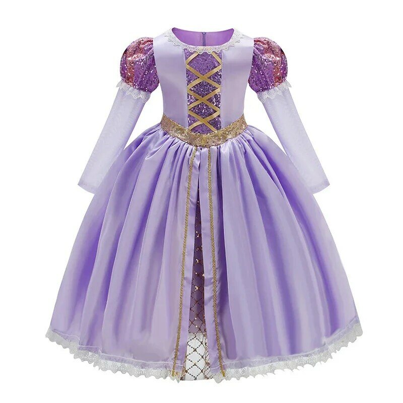 Disfraz de princesa Rapunzel para niñas, accesorios de fiesta de cumpleaños y Halloween, 3-10T