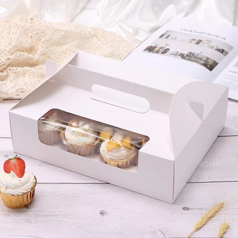 맞춤형 로고 종이 문 케이크 상자 포장, 손잡이가 있는 맞춤형 제품, 최고급 베이커리 포장 상자, 케이크 포장용