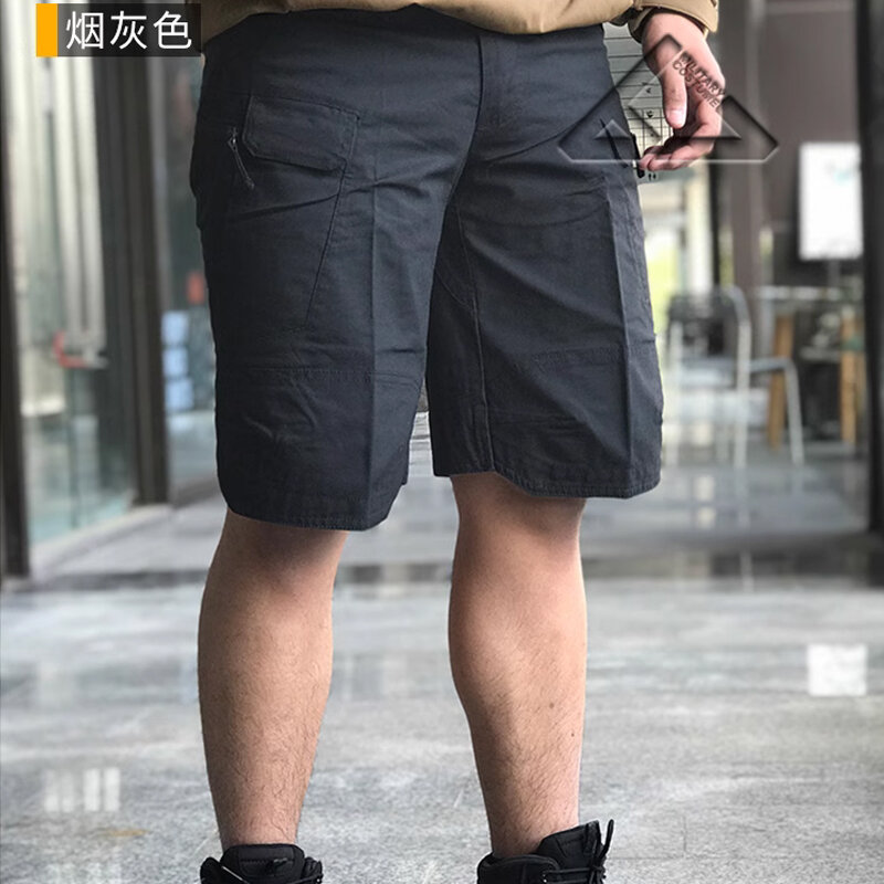 American style workwear shorts, men's summer multi pocket straight leg casual pants, loose and trendy five point pants