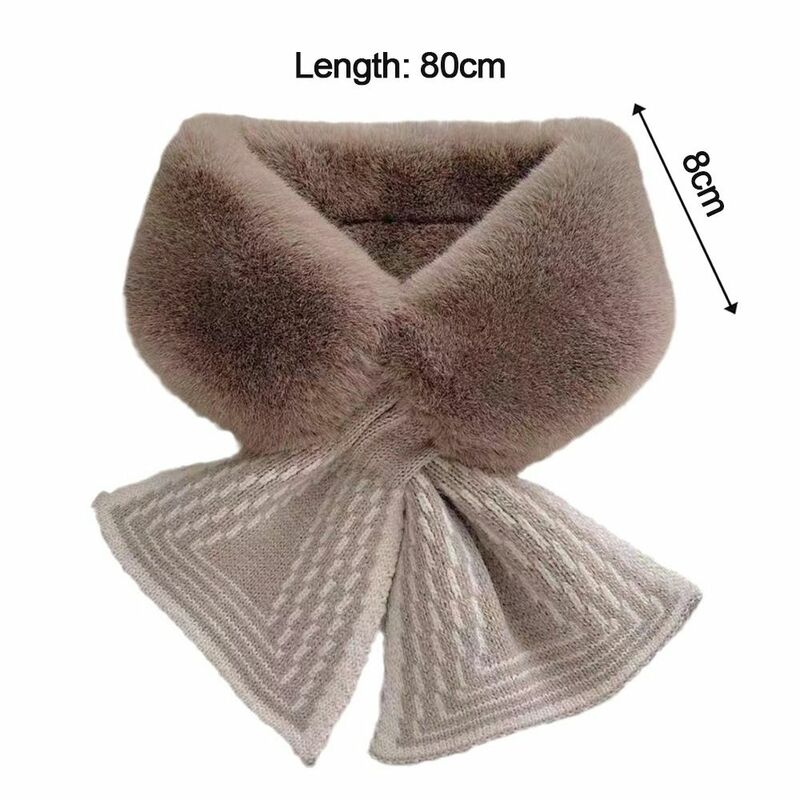 Solid Color Faux Rabbit Fur Plush Elegant Shawl Scarfs Winter Warm Thicken Cross Collar Scarf Coldproof Clothing Accessories