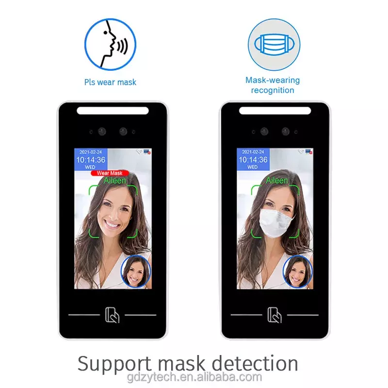 Máquina biométrica de reconocimiento facial de 5 pulgadas, plataforma en la nube SDK y Software Lan, Control de acceso, sistema de asistencia facial