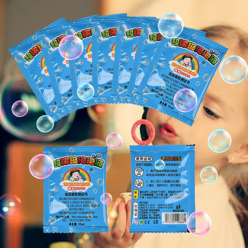 Jabón líquido de burbujas concentrado para niños, pistola de burbujas, recargas, soplador de cohete Bazooka, juguetes de regalo, 10ml