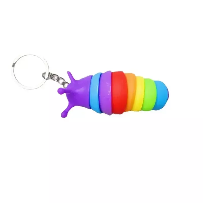 Mini Fidget Slug Keychain Brinquedos, 3D Articulado Stretch Keychain, Stress Reliever, Anti-Ansiedade Squeeze Sensorial Party, Criança e Adulto