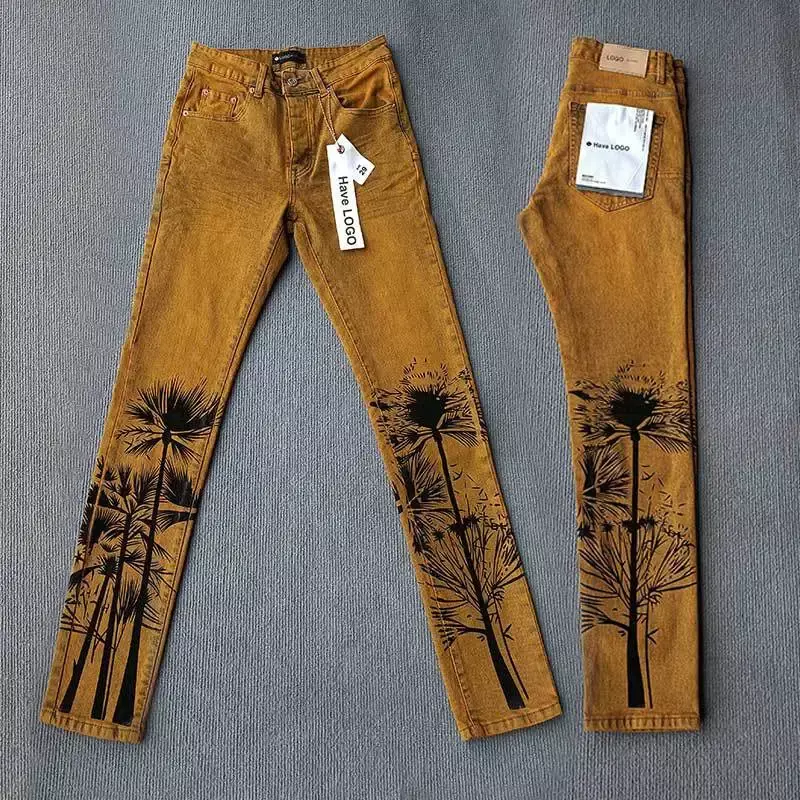 High quality2024 New Purple Brand jeans American vintage wash fashion all-in-one pants