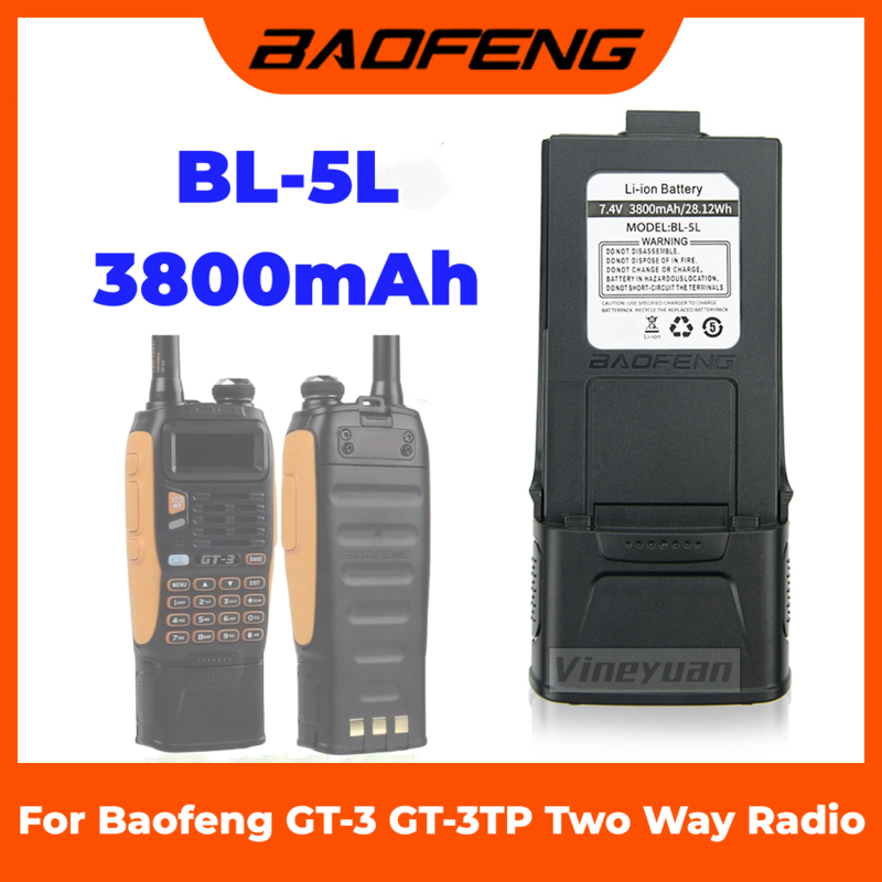7,4 В 3800 мА/ч сменный двухсторонний Аккумулятор для рации Baofeng GT-3 GT3 GT3TP & GT-3TP Mark-II III