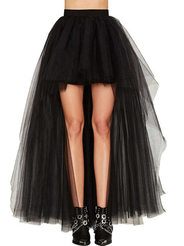 Falda Sexy de malla para mujer, falda elegante plisada de cintura alta y elástica, ropa de calle negra para discoteca, novedad de verano, 2024
