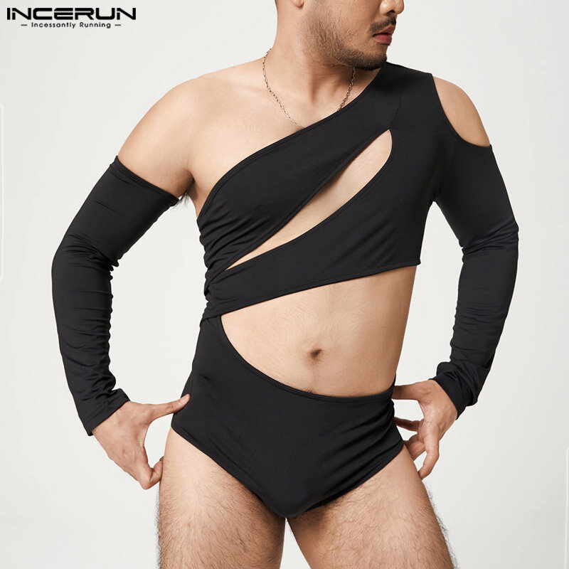 INCERUN-mono triangular de manga larga para hombre, ropa cómoda, estilo informal, hombro inclinado, diseño de un hombro, a la moda, S-5XL