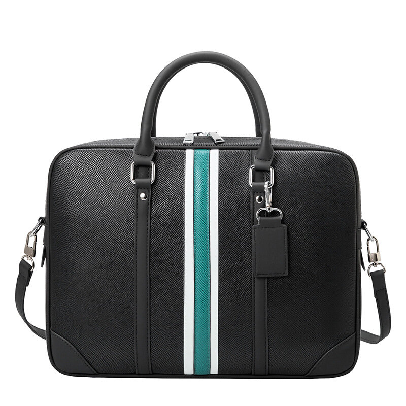 New Arrive Striped Design High Quality Leather Men's Laptop Handbag Casual Male Office 13/14 Inch Business Briefcases