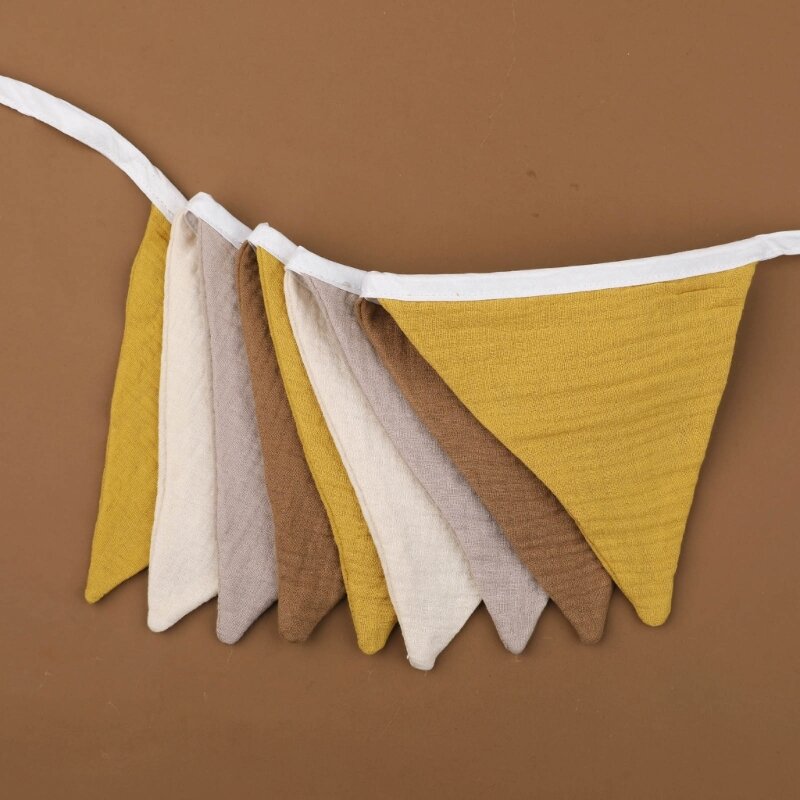 Cotton Bunting Banner Triangle Flags Newborn Photography Props Hanging Banner Baby Room Garland Flags Shower Party Pendant Flag