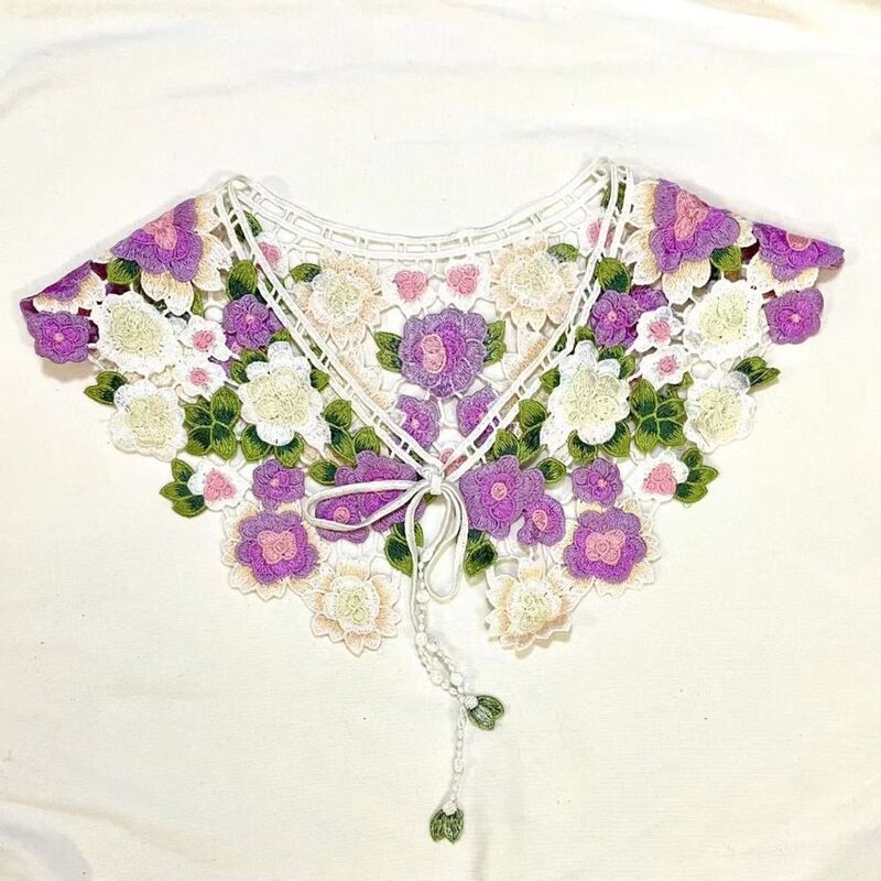 Half Shirt Lace Neckline Crochet Lace Fabric Shawl Flower Faux Collar Fake Collar