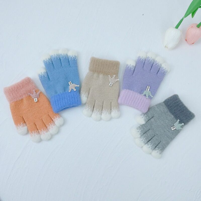 Cartoon Knitted Fingerless Gloves para crianças, luvas grossas para meninos e meninas